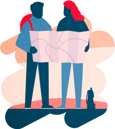 people with map
